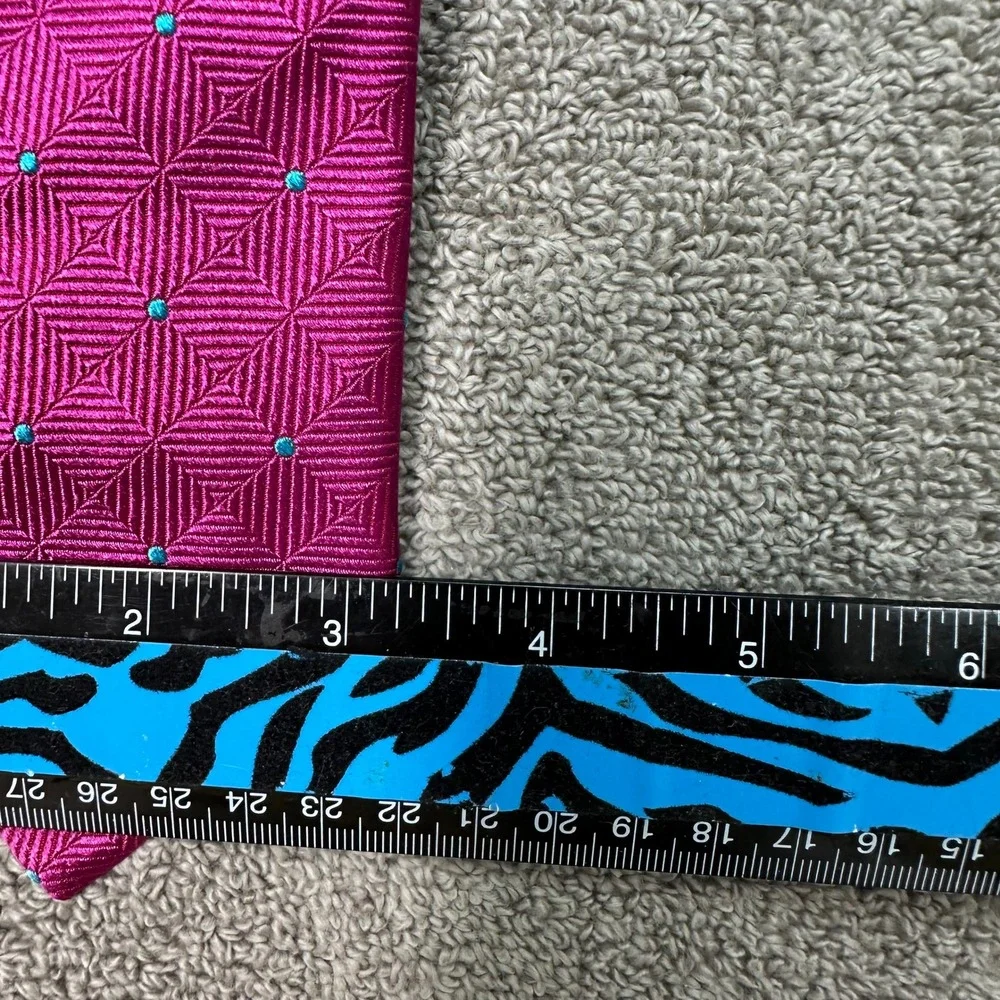 Robert Talbott Best of Class Silk Tie Magenta Pink Geometric Turquoise Dot USA